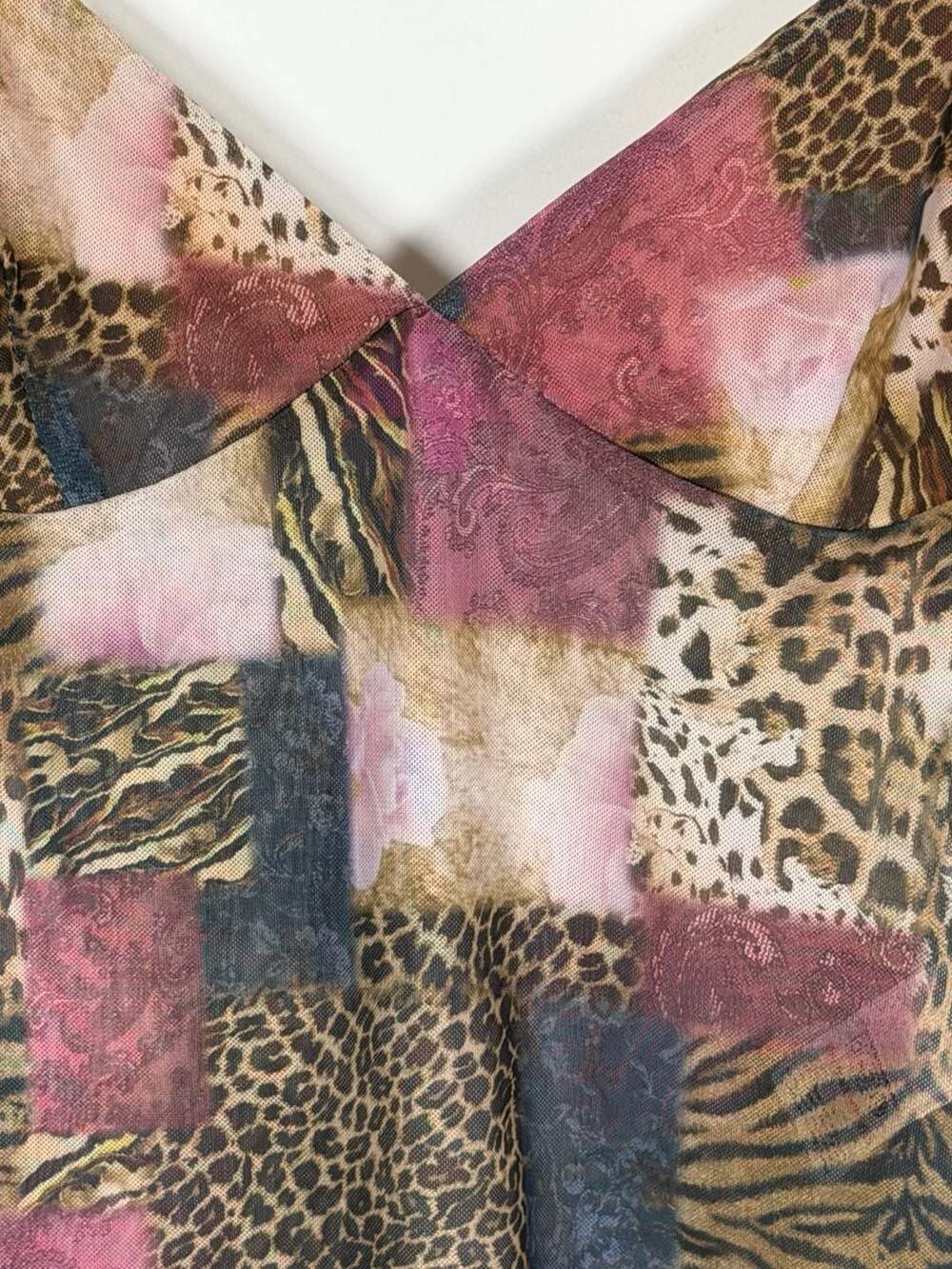 Edikted Sheer Mesh Patchwork Animal Print Tank Top - Picture 3 of 6